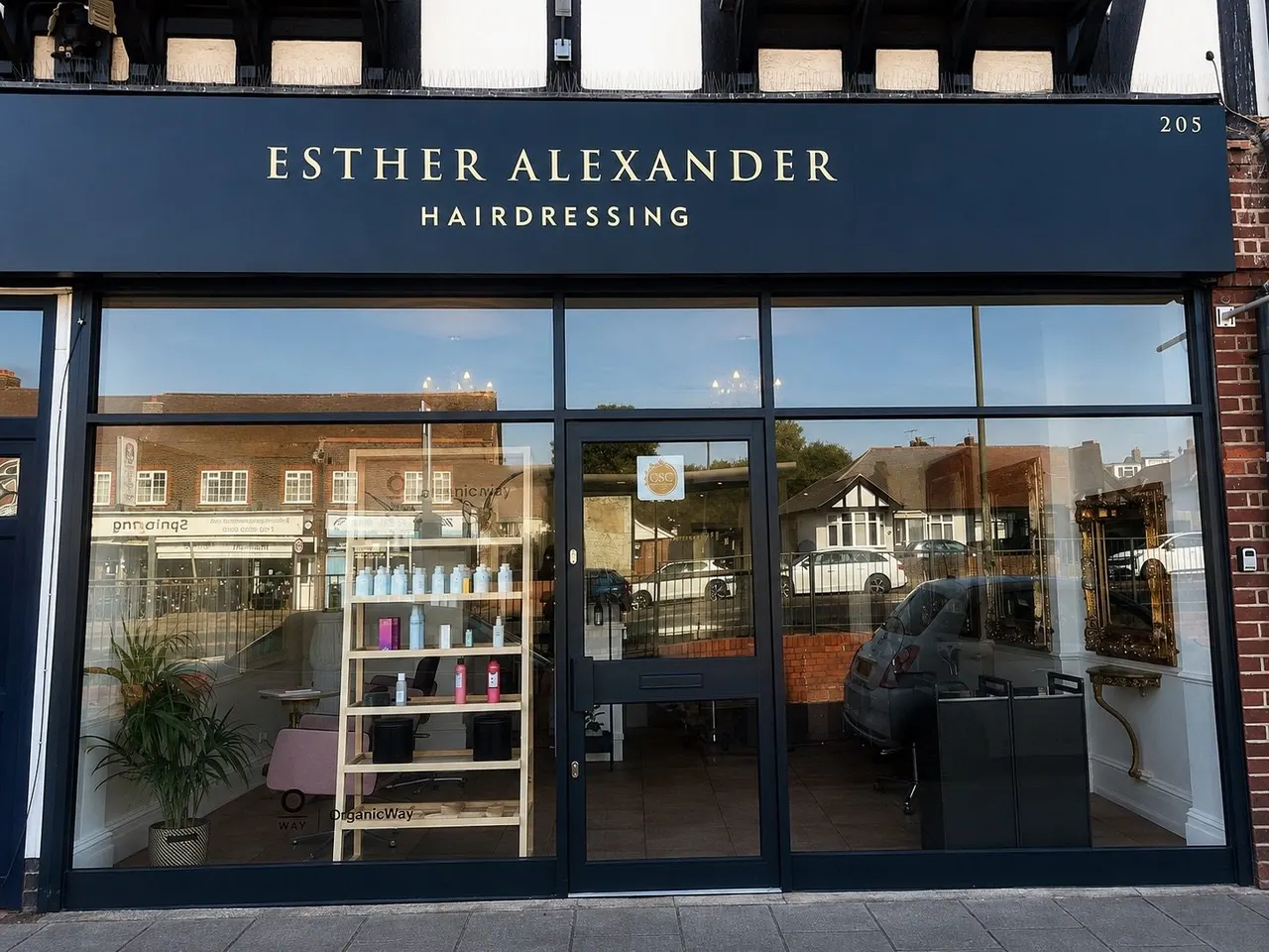 Esther Alexander Hairdressing shopfront at 205 Kingston Road, Ewell