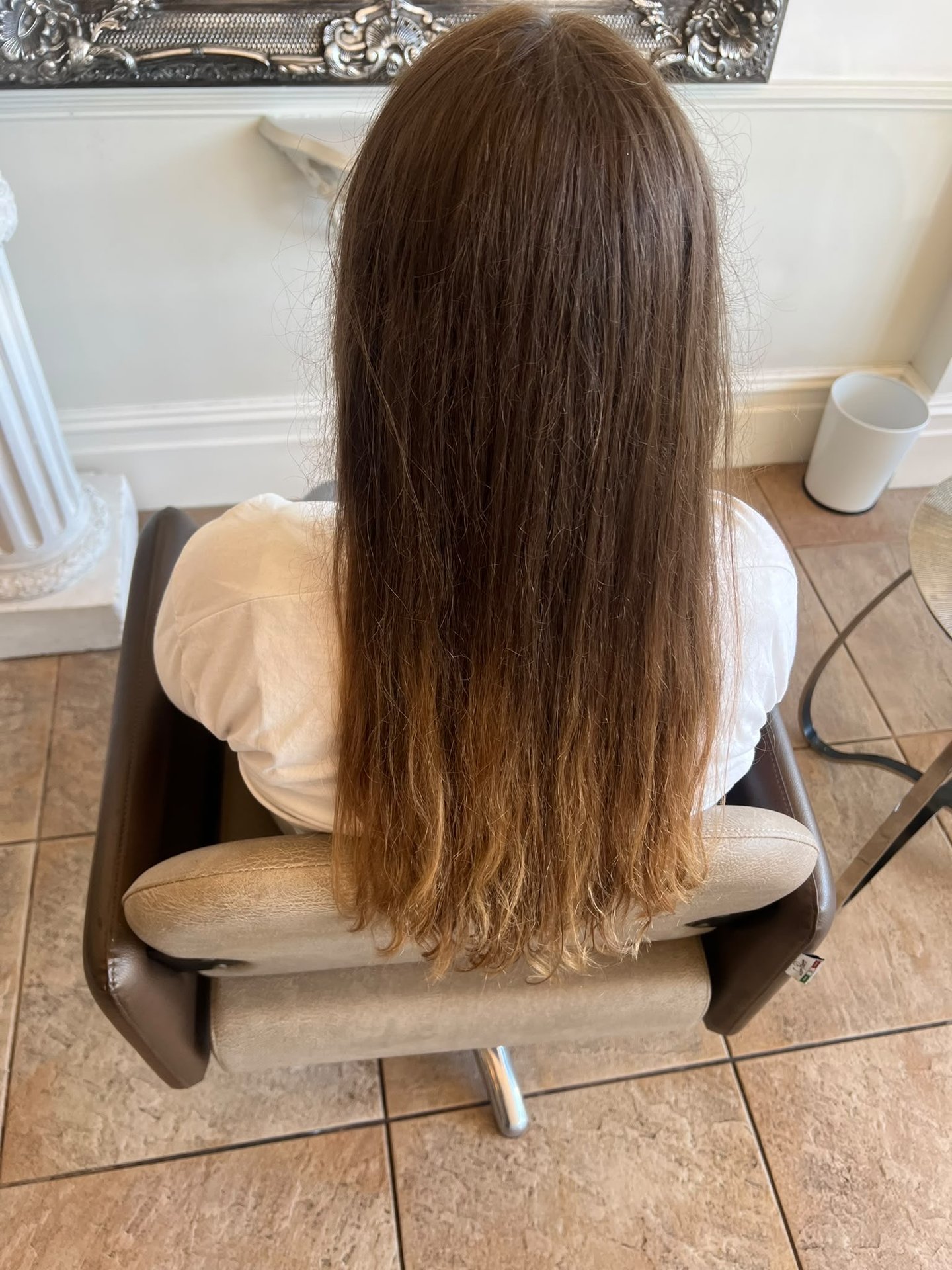 Hair before half head highlights