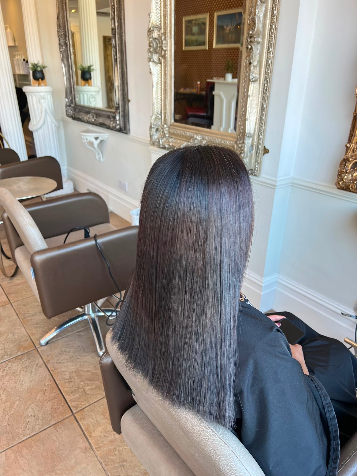 Smooth hair result after a smoothing treatment near Epsom